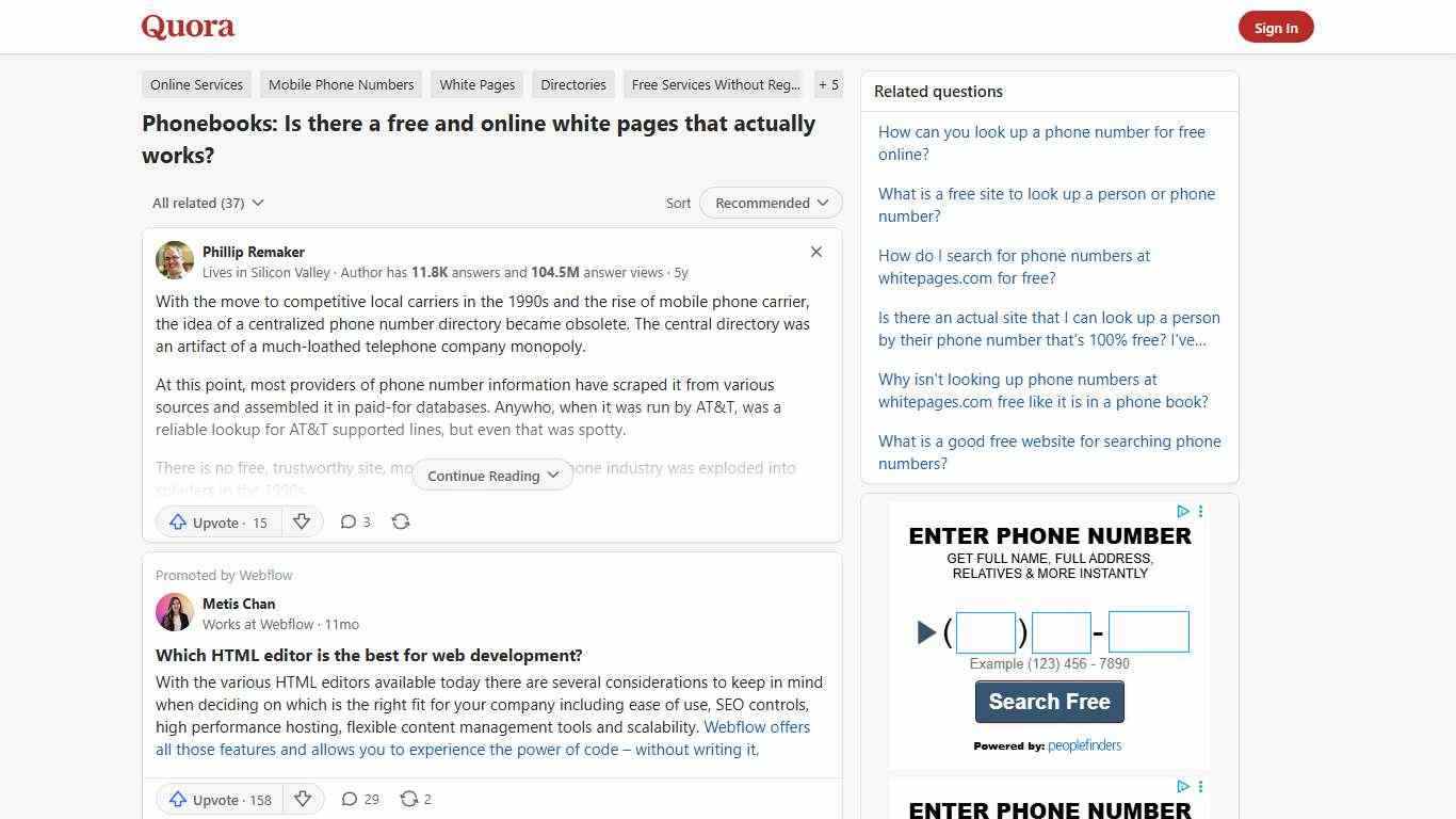 Phonebooks: Is there a free and online white pages that actually works? - Quora